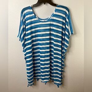 The Wow Now OSFM Swimsuit Coverup Blue/White NWT